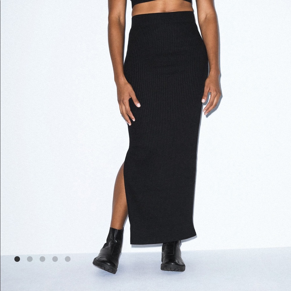 NWT American apparel Thick Rib Maxi Skirt army med